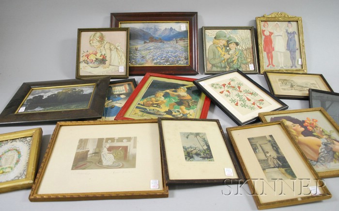 Appraisal: Fifteen Assorted Late th Early th Century Framed Decorative Items