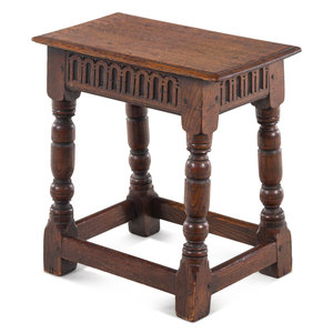 Appraisal: A William and Mary Carved Oak Joint Stool th Century