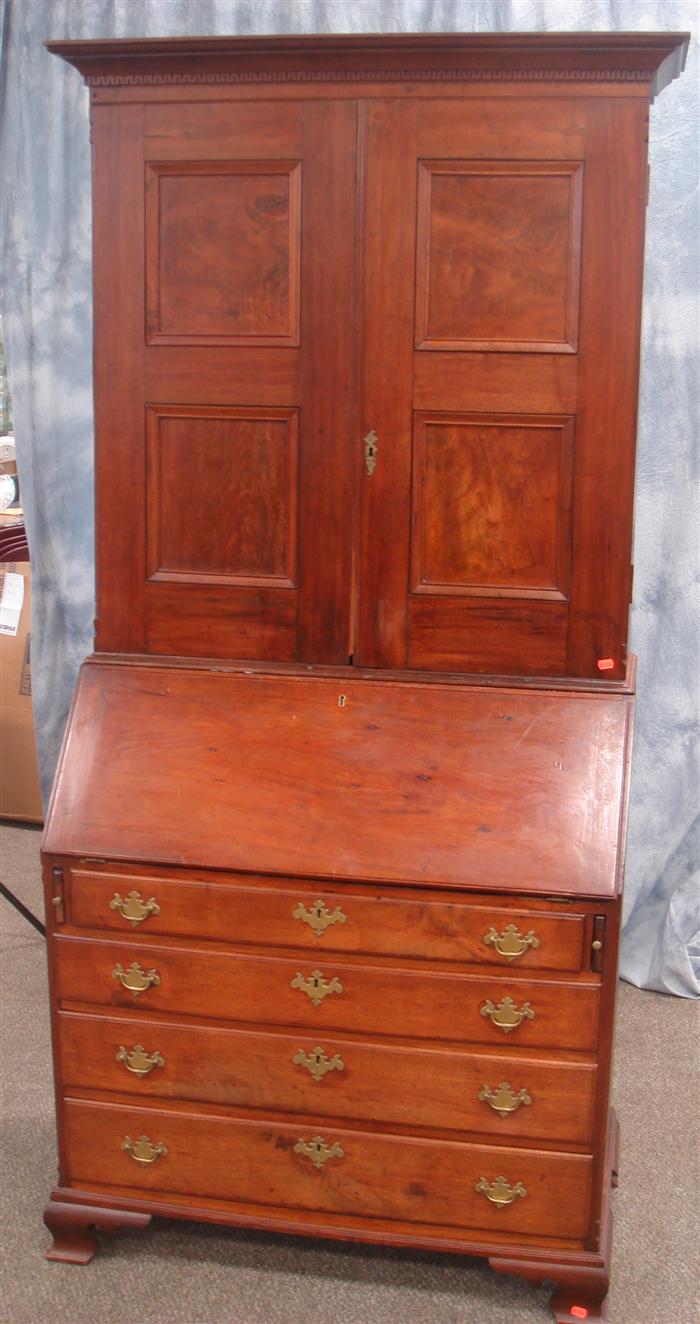 Appraisal: Chester County walnut Chippendale secretary desk with blind door bookcase