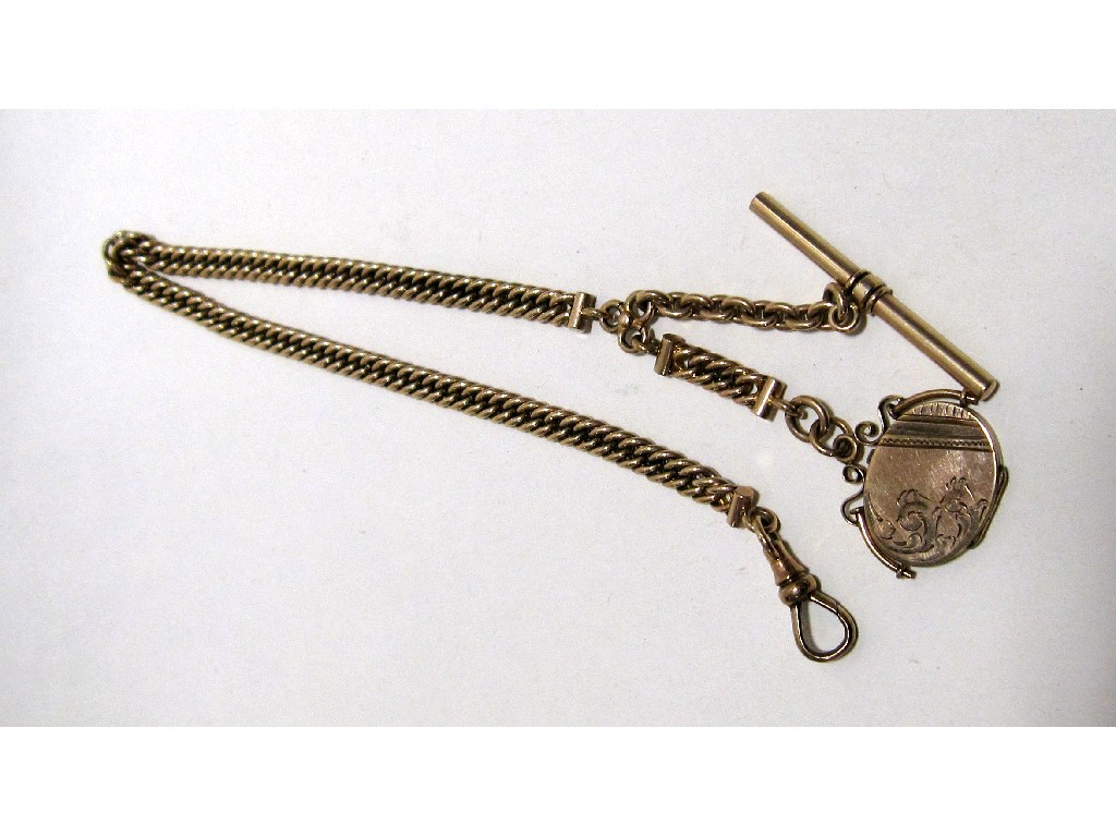 Appraisal: Victorian yellow metal Albert chain with photo locket fob