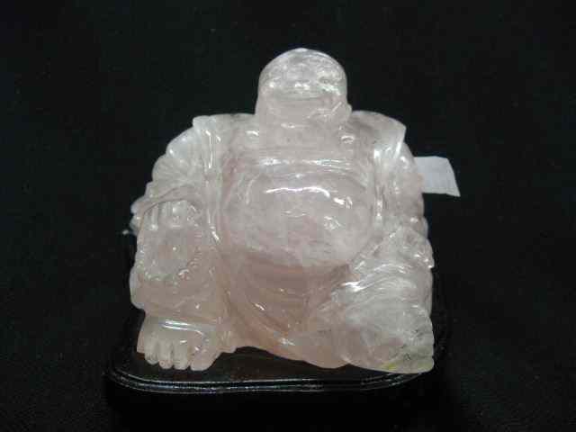 Appraisal: Chinese Carved Rose Quartz Figurine of aseated Buddha '' x