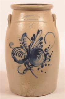 Appraisal: Fancher Durkee Gal Stoneware Churn Fancher Durkee Binghamton N Y