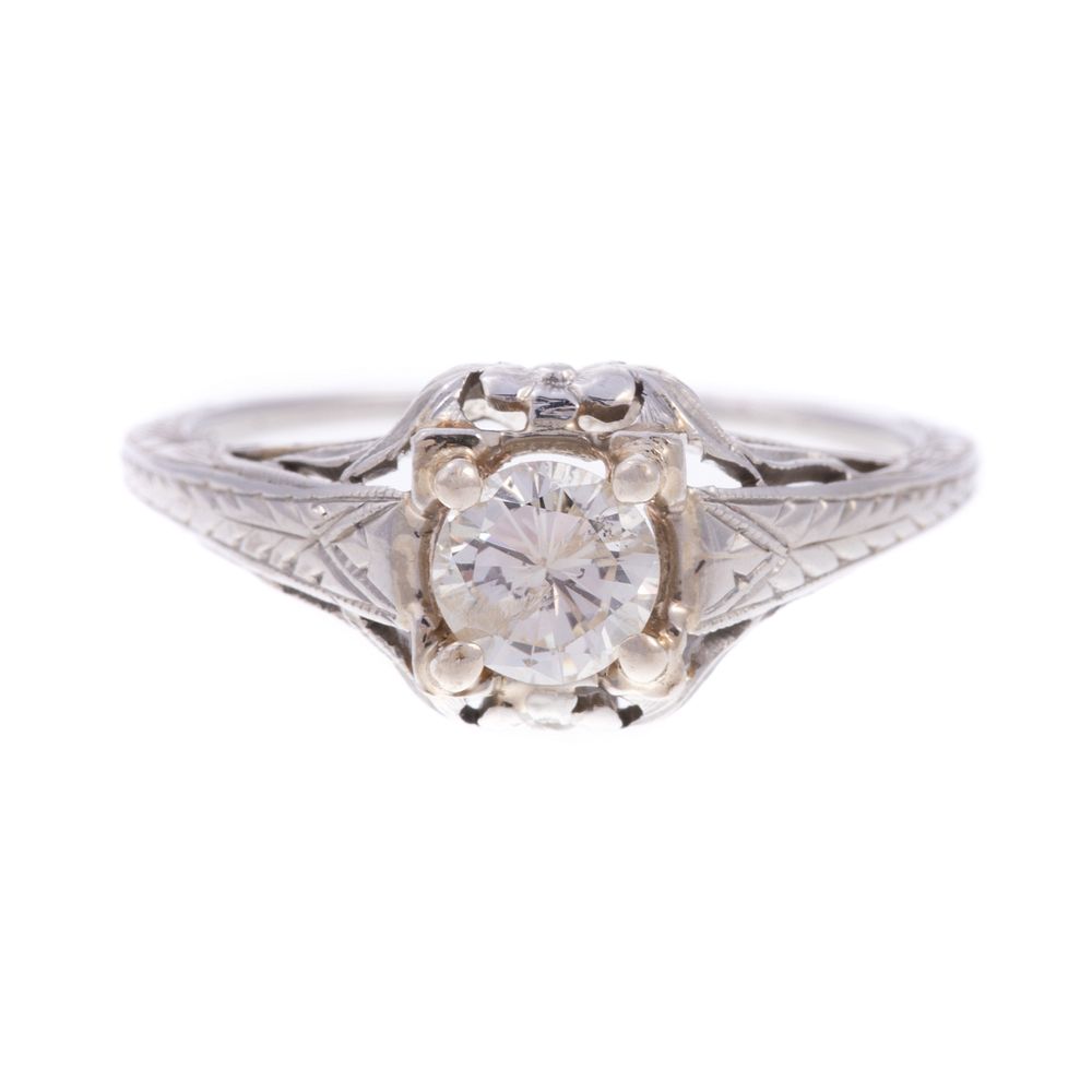 Appraisal: An Art Deco Diamond Ring in K White Gold K