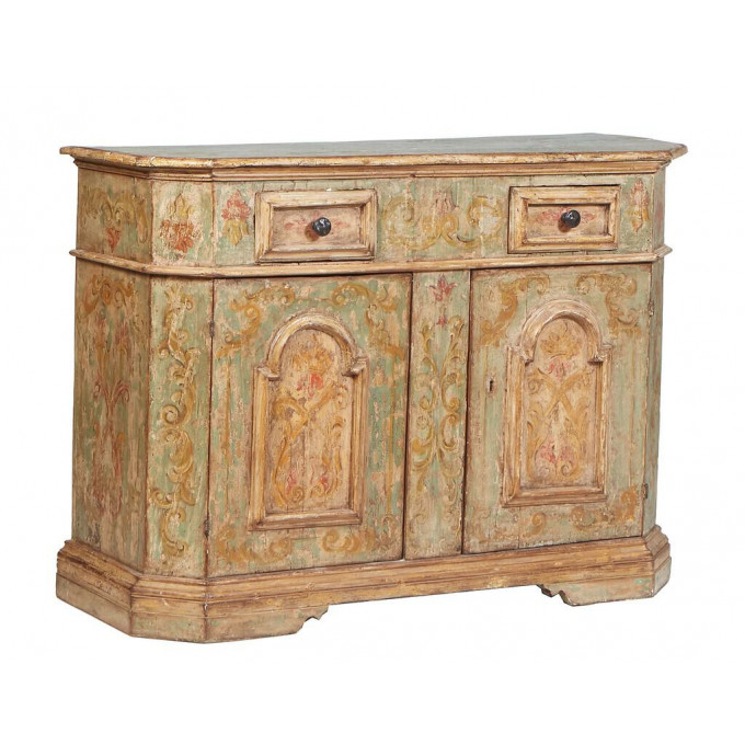 Appraisal: Italian Paint Decorated and Polychromed Sideboard th c the rounded