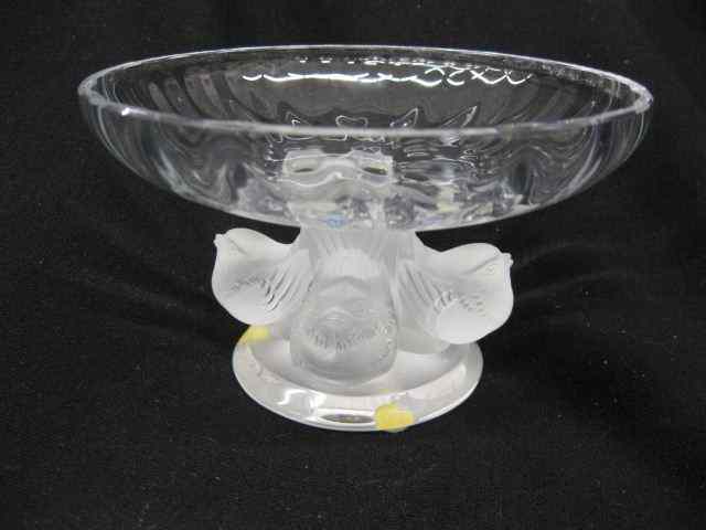 Appraisal: Lalique Crystal Compote frosted bird base '' diameter '' tall