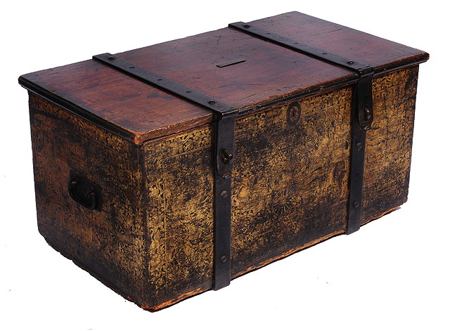 Appraisal: AN TH CENTURY TEAK CHEST with iron mounts far eastern