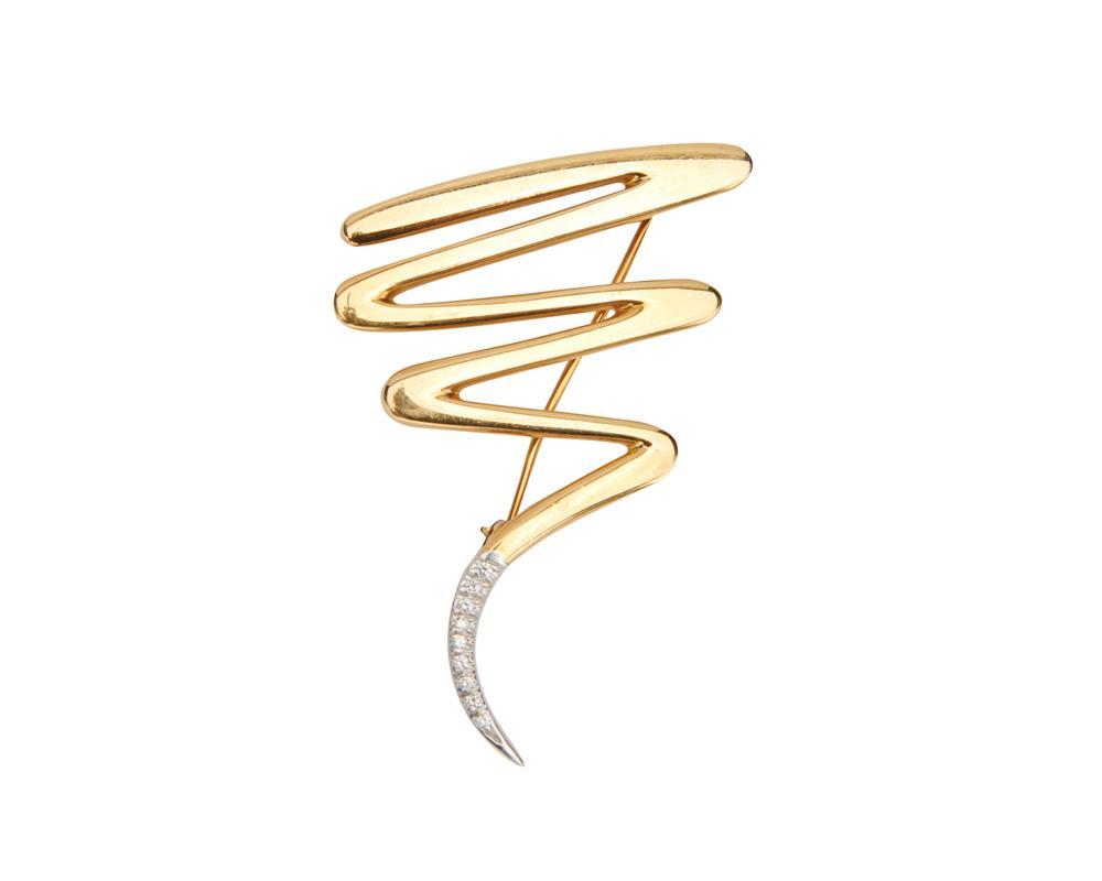 Appraisal: PALOMA PICASSO TIFFANY CO K Gold Platinum and Diamond Scribble