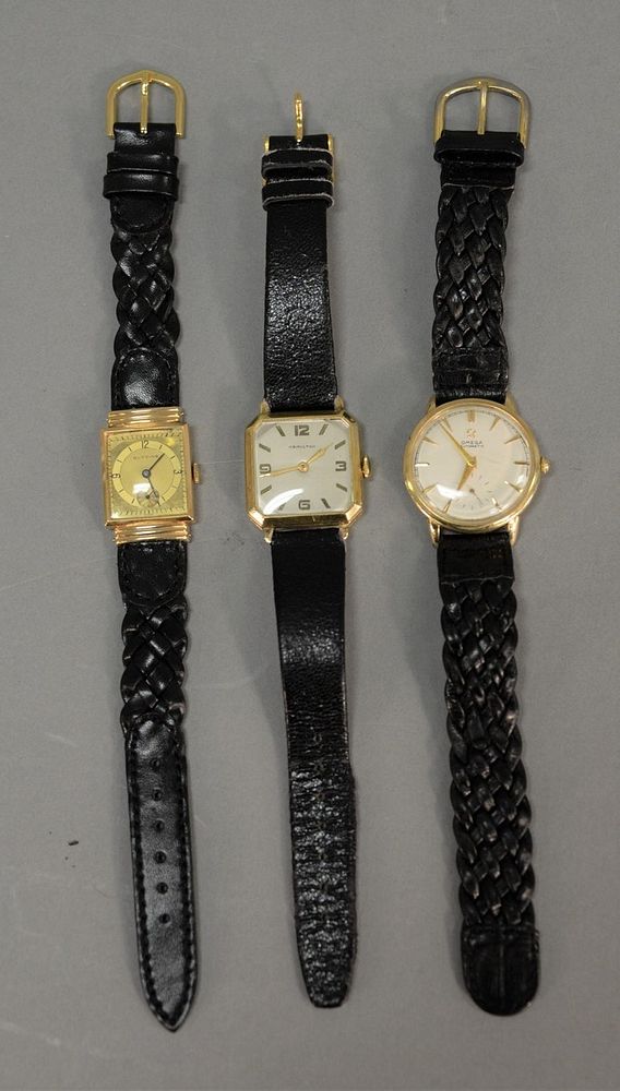 Appraisal: Three wrist watches Glycine K gold wrist watch Hamilton K