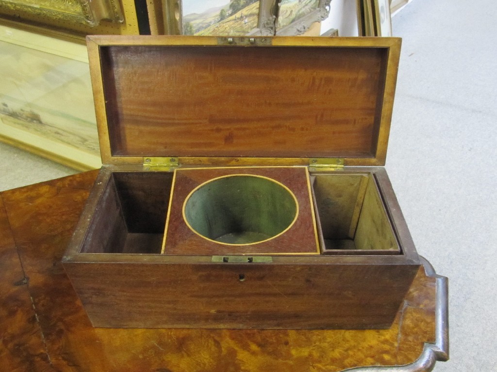 Appraisal: Regency mahogany inlaid tea caddy