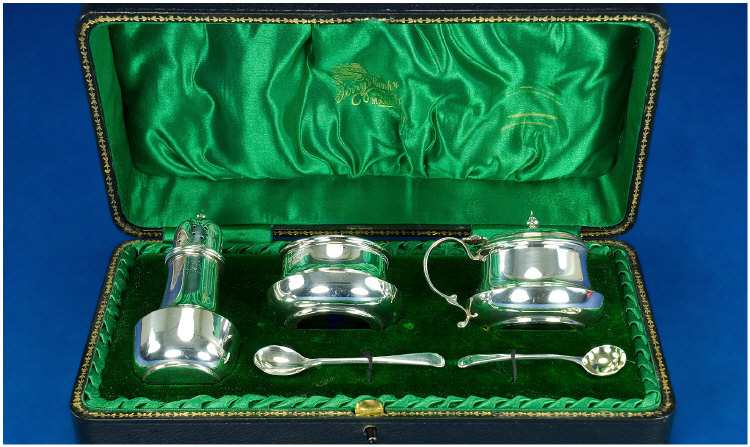 Appraisal: Three Piece Silver Cruet Set Comprising Pepper Salt And Mustard