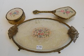 Appraisal: A PIECE PETIT POINT DRESSING TABLE SET