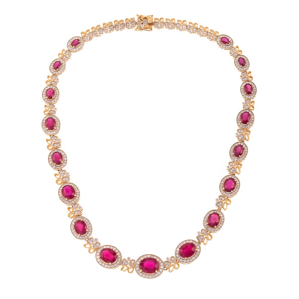 Appraisal: A ct Ruby Diamond Necklace in K K yellow gold