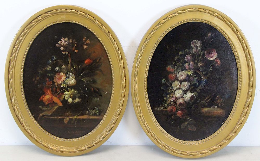 Appraisal: SAMUEL SEEBERGER active - Pair of Oils on Panel Floral