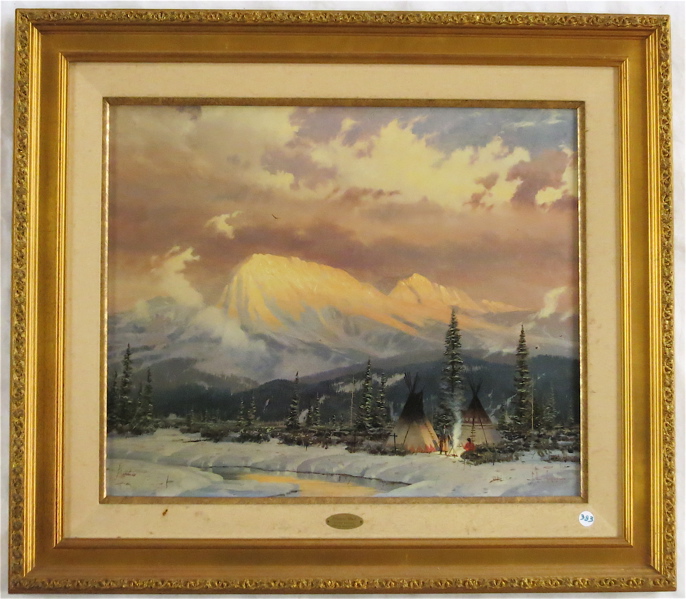 Appraisal: THOMAS KINKADE EMBELLISHED OFF-SET LITHOGRAPH ON CANVAS American - Lingering