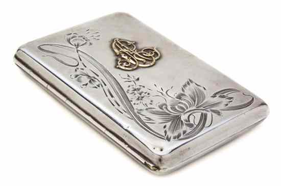 Appraisal: A Russian Silver Cigarette Case Moscow having the first Kokoshnik