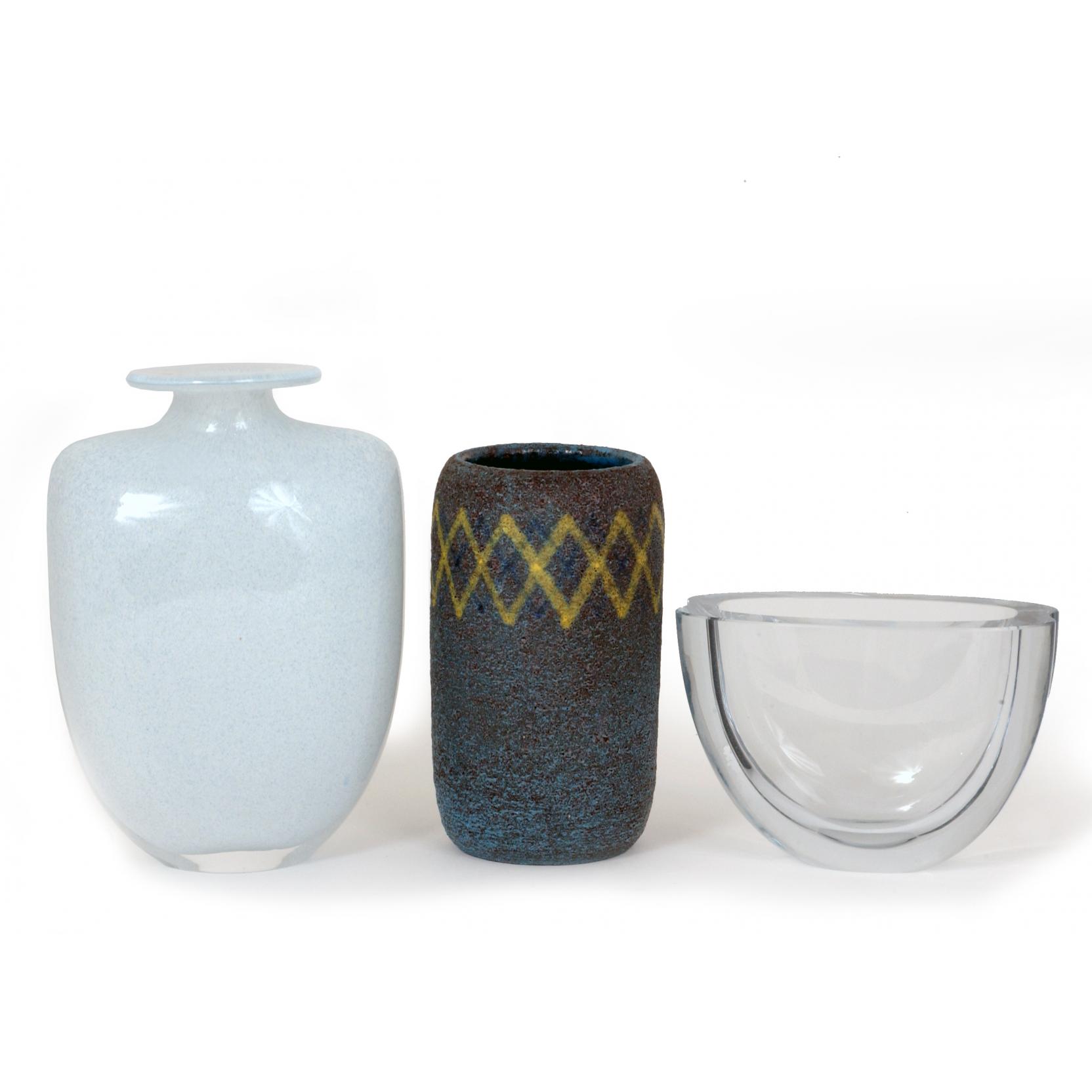 Appraisal: Three Modernist Vases including one Italian pottery vase one Kjell