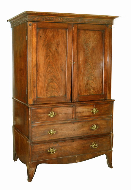 Appraisal: A TH CENTURY MAHOGANY CHANNEL ISLANDS WARDROBE the upper section