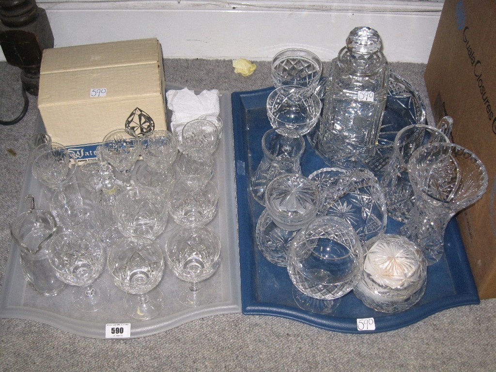 Appraisal: Lot comprising two trays of glassware to include Waterford crystal