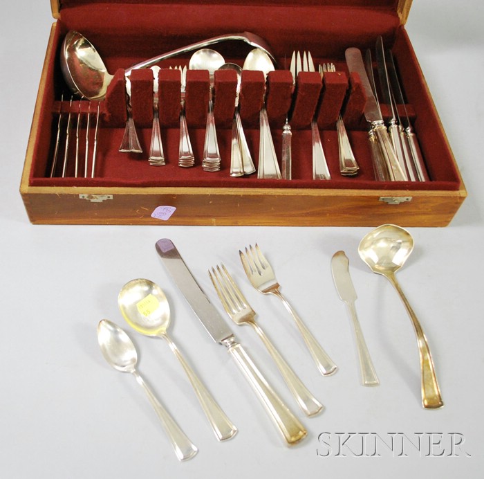 Appraisal: Large Group of Sterling and Silver Plated Flatware including an