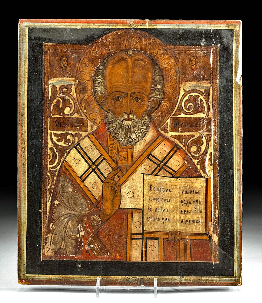 Appraisal: th C Russian Icon - Nicholas the Wonderworker Eastern Europe