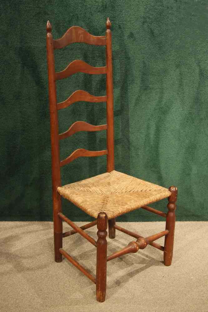 Appraisal: CHAIR - th c ladder back side chair w tiger