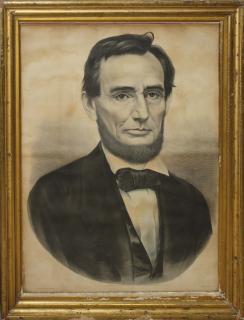 Appraisal: x engraving of Abraham Lincoln by Currier Ives Original glass