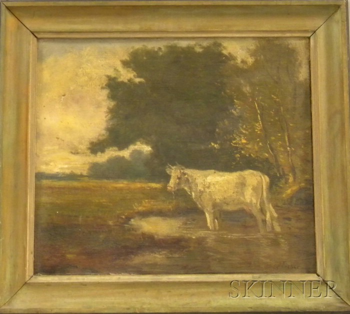 Appraisal: Framed Oil on Canvas of a Bull Standing in a