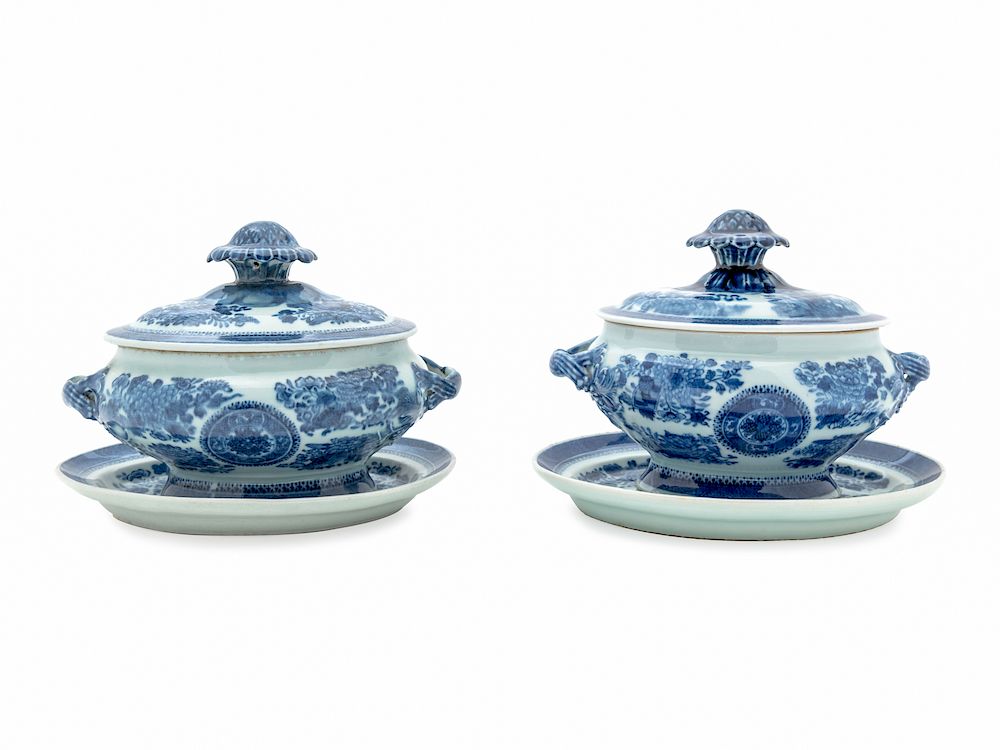 Appraisal: A Pair of Chinese Export Blue Fitzhugh Porcelain Sauce Tureens