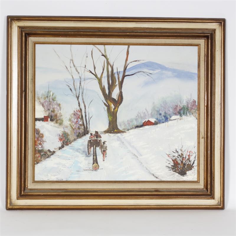 Appraisal: Oil on Canvas Winter Scene by Alexis H x W