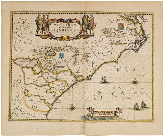 Appraisal: BLAEU WILLEM Virginiae partis australis et Floridae partis orientalis Double-page