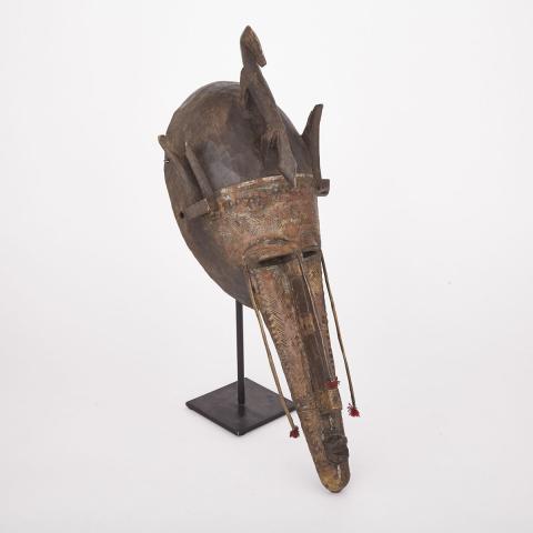 Appraisal: Marka Carved Wood Mask with copper and thread decoration West