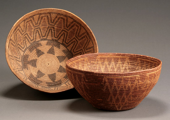 Appraisal: Two Native American Coiled Baskets Probably Pima First Quarter th