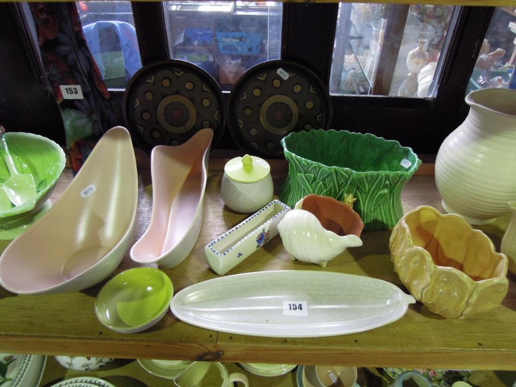 Appraisal: A collection of Poole Pottery ceramics including two freeform pink