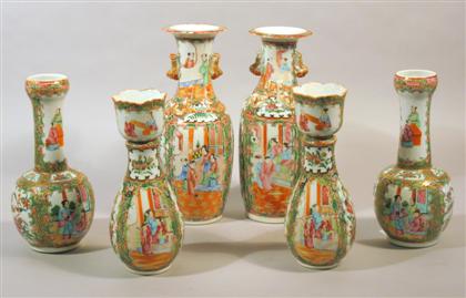 Appraisal: Three pairs of Chinese rose medallion porcelain vases th century