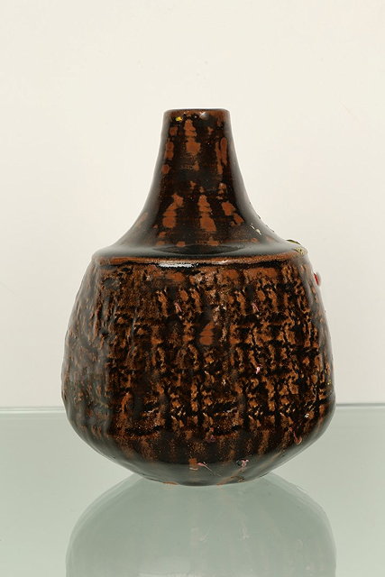 Appraisal: Janet Leach British - at Leach PotteryVasefacet cut sides tenmoku