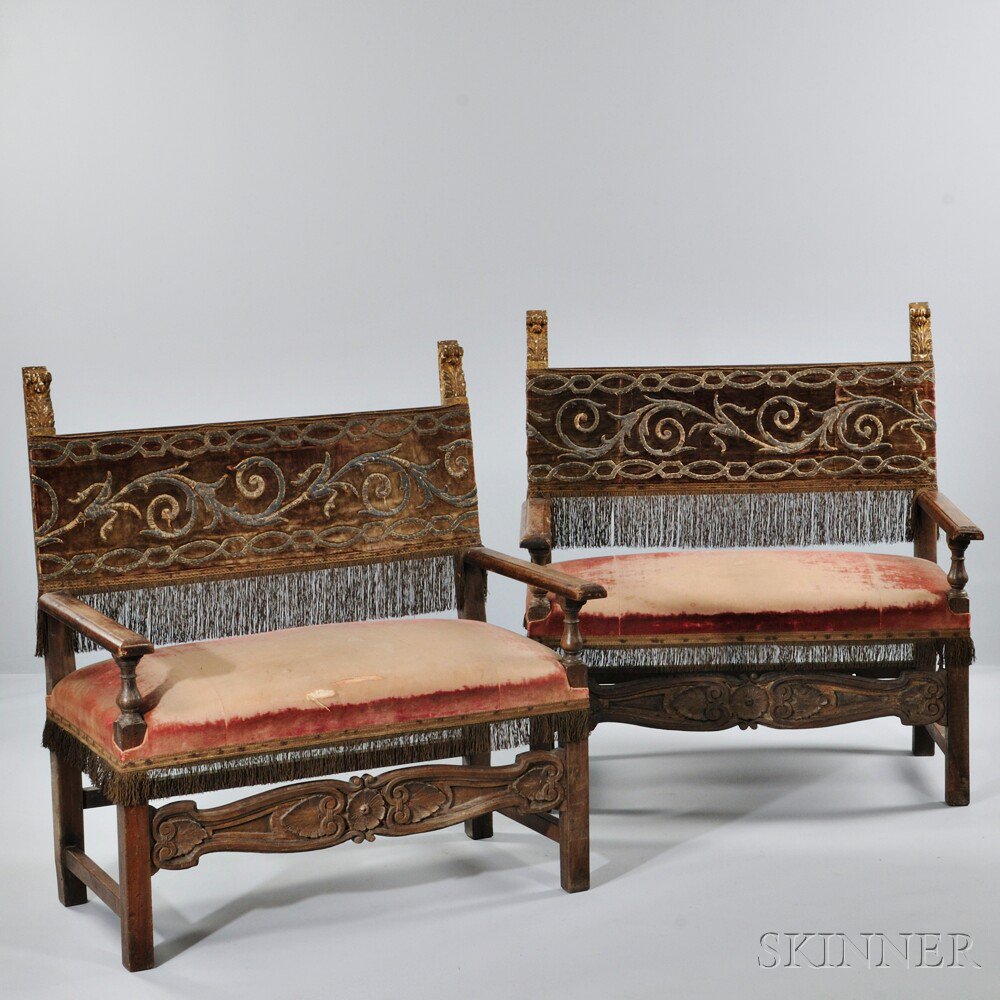 Appraisal: Pair of Italian Upholstered Benches th century with later components