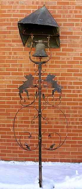 Appraisal: Continental wrought iron and cast bronze bell th th c