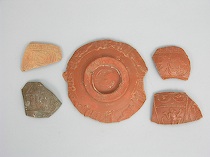 Appraisal: Five Roman Arretine Pottery Fragments ca st Century Three excavated