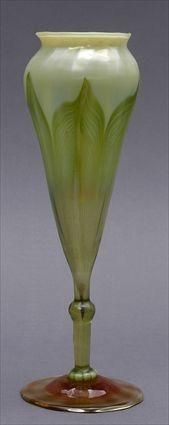 Appraisal: TIFFANY FAVRILE GLASS FLORIFORM VASE Etched L C T Favrile