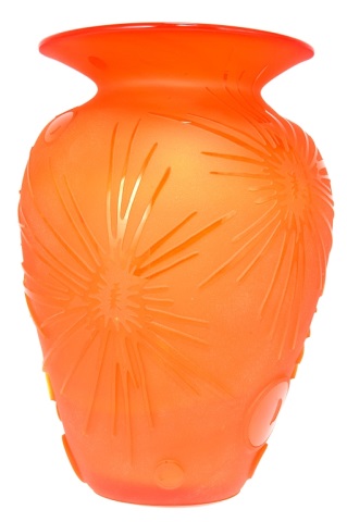 Appraisal: Sea - Pow Cameo Glass Vase Acid orange Blenko vase