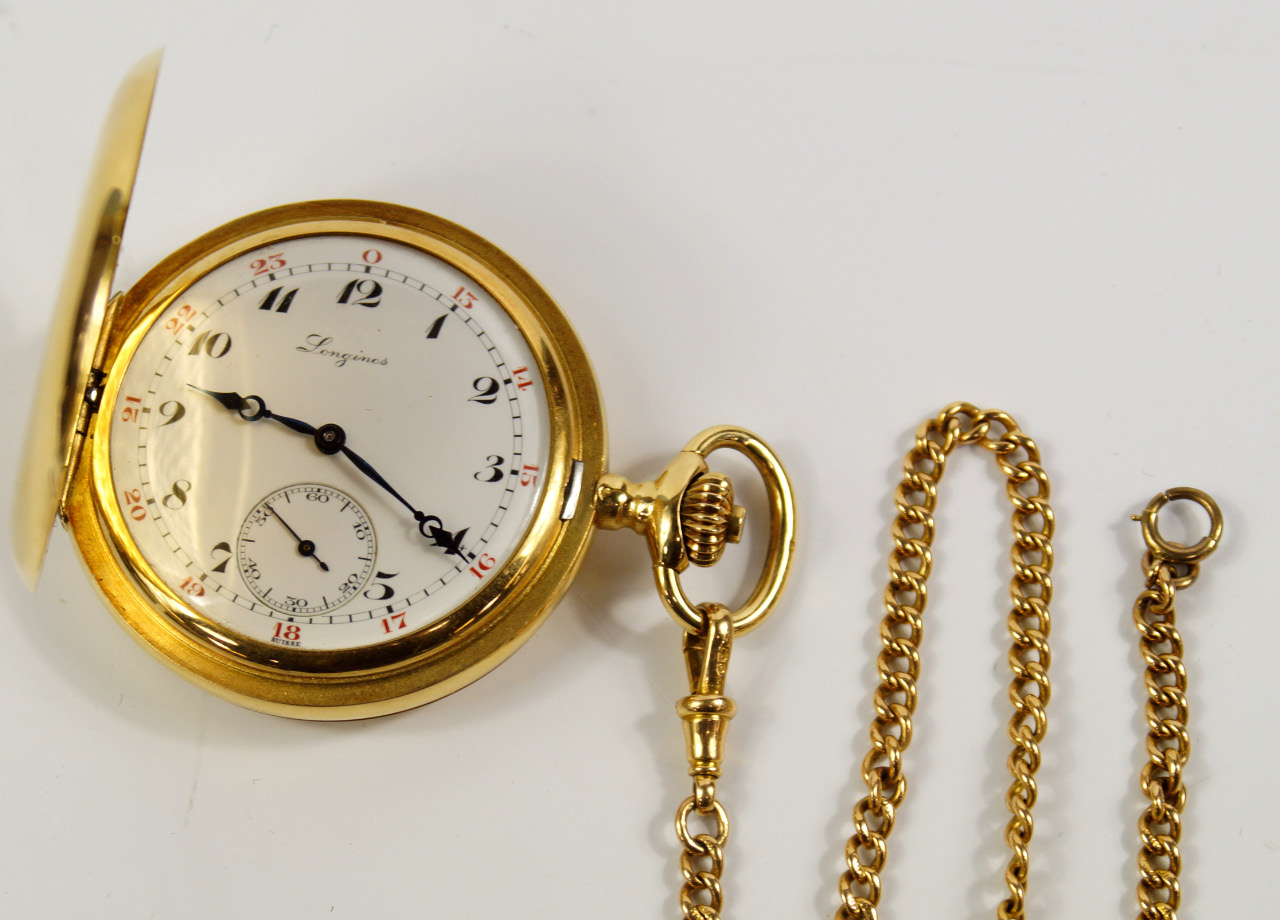 Appraisal: A Longines ct gold gentleman's hunter pocket watch keyless wind