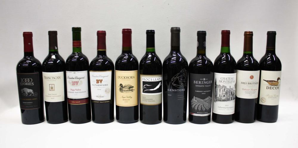 Appraisal: TWENTY BOTTLES OF VINTAGE CALIFORNIA RED WINE Stories Vineyard Bourbon