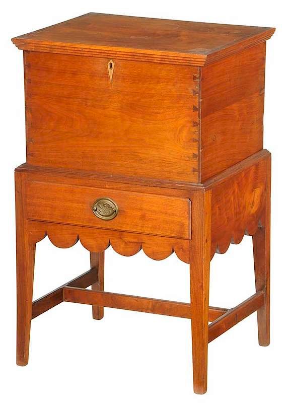 Appraisal: Southern Federal Style Figured Walnut Cellarette some th century elements