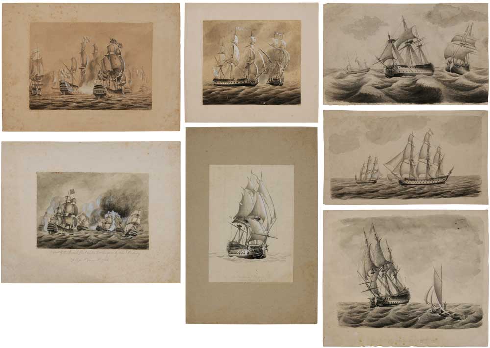 Appraisal: H Fletcher British th th century Seven scenes with naval