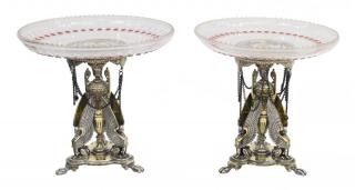 Appraisal: EGYPTIAN REVIVAL ELKINGTON SILVERPLATE TAZZAS pair Egyptian Revival parcel gilt