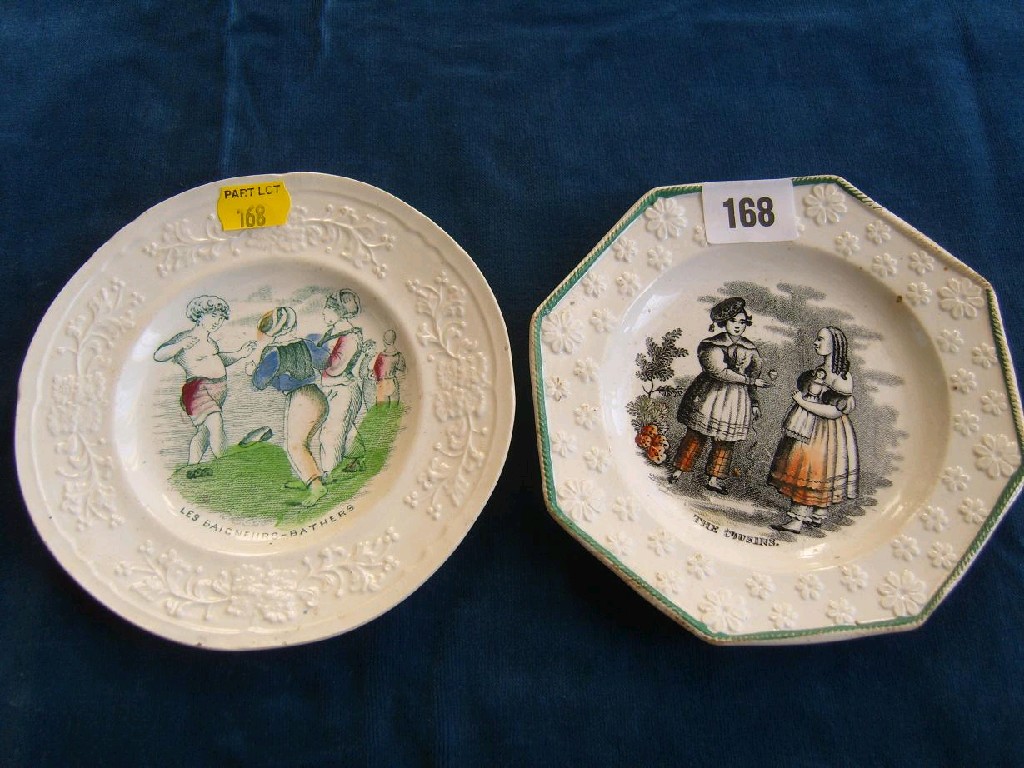 Appraisal: Two early th century child's plates one of octagonal form