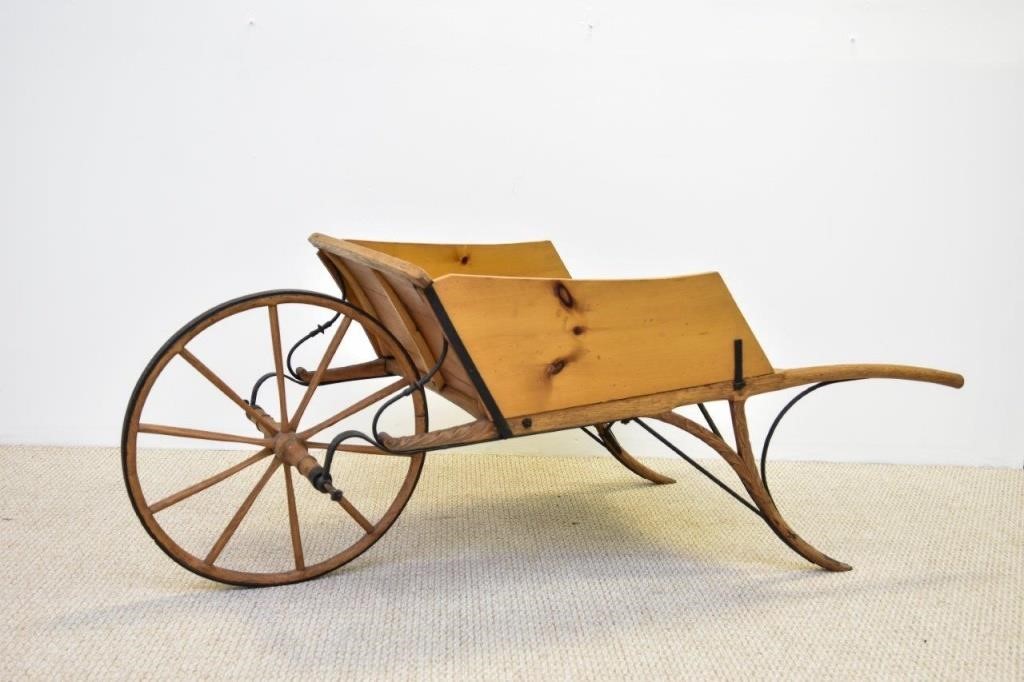 Appraisal: Wheel barrow of oak and pine with fine ironwork and