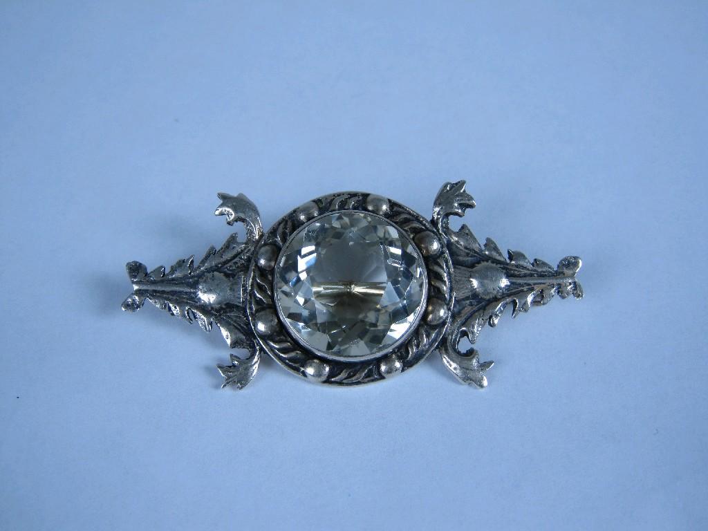 Appraisal: A Scottish Quartz Brooch collet-set mixed cut sone in plaque