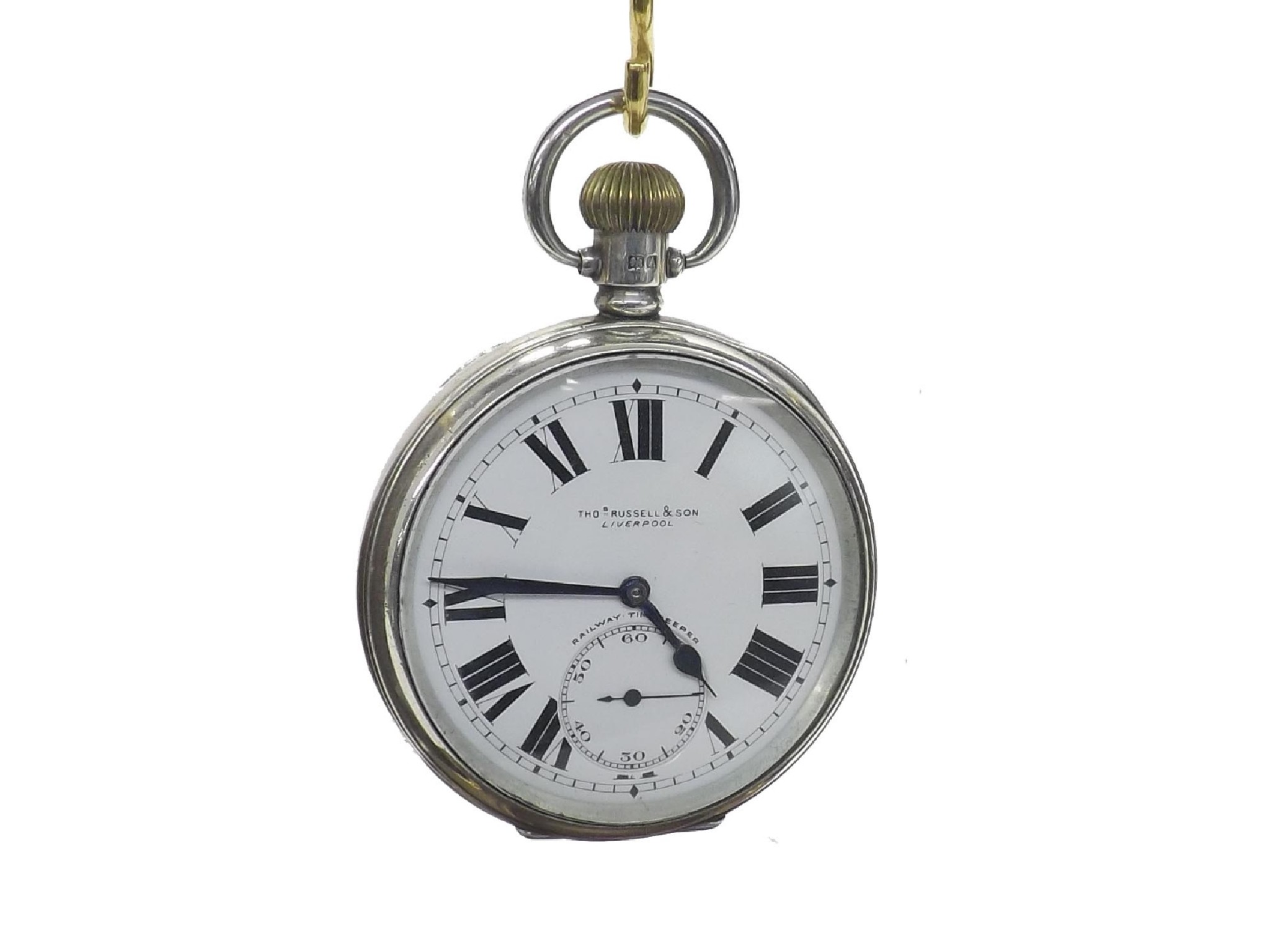 Appraisal: Thos Russell Son 'Railway Timekeeper' silver lever pocket watch Birmingham