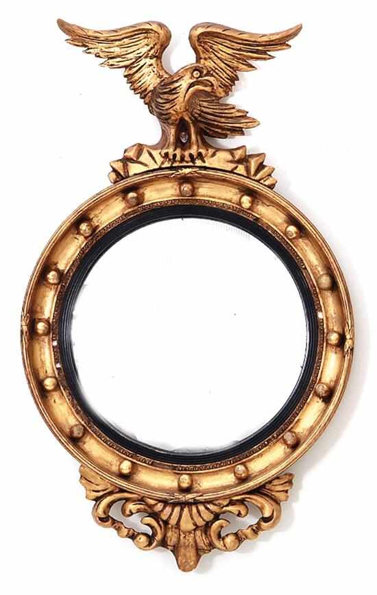 Appraisal: Federal style giltwood convex mirror late th century spread-winged eagle